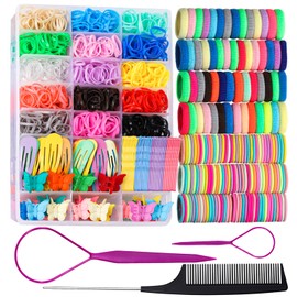 Teenitor Teenitor Elastic Hair Ties, Hair Accessories for Girls, Colorful Baby Elatic Hair Bands Set with Hair Clips
