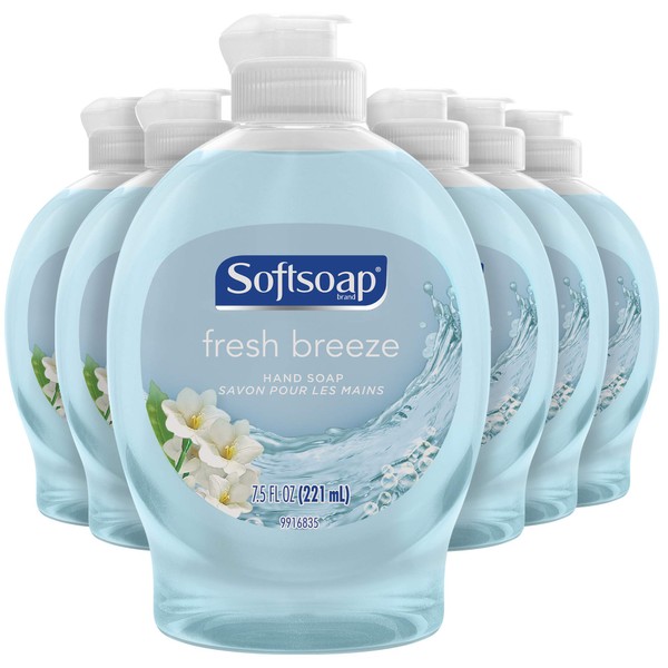 Softsoap Liquid Hand Soap with Flip Top Cap, Fresh Breeze - 7.5 Fluid Ounce, 6-Pack