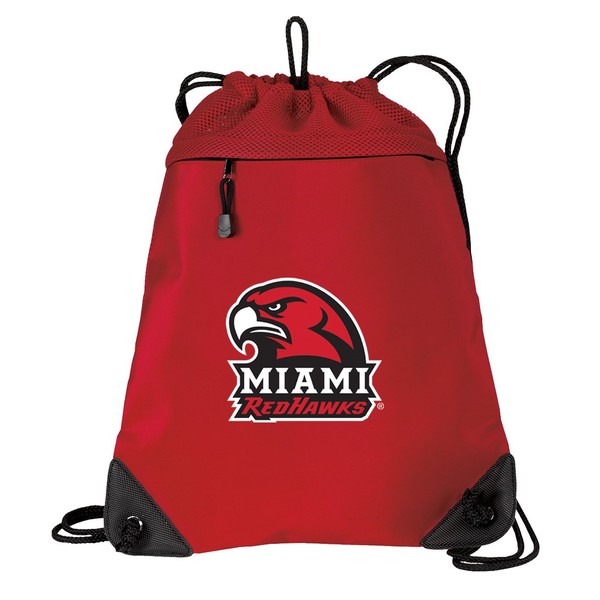 Miami University Drawstring Backpack Bag Miami RedHawks Cinch Pack - UNIQUE MESH & MICROFIBER