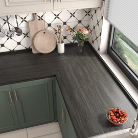 EaseStick Dark Brown Wood Contact Paper Peel and Stick Wood Wallpaper for Cabinets 15.7''x160'' Textured Removable Wood Grain Contact Paper for Countertops Waterproof Wood Vinyl Wrap for Kitchen Wall