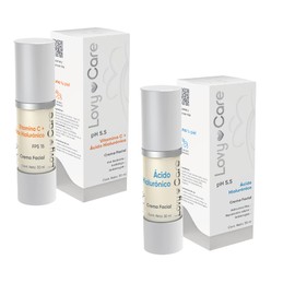 Lovy Care | Crema Facial Acido Hialurónico+ Crema facial Vit C | 2x1 | 30 ml c/u | FPS | Hidratación Máxima