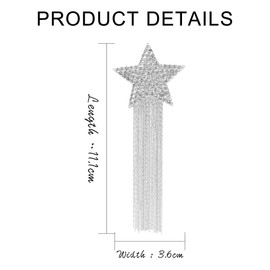 Rhinestone Big Star Dangle Earrings for Women, Long Tassel Stars Charms Stud Earrings Fashion Festival Christmas Birthday Party Jewelry Gifts