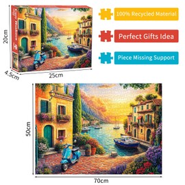 Cozy Harbour Jigsaw Puzzles for Adults 1000 Jigsaws Mediterranean Village 1000 Piece Jigsaw Puzzles for Adults