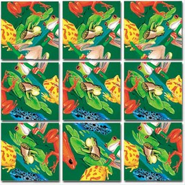 Bundle of Scramble Squares B Dazzle Brain Teaser Puzzles for Adults/Teens/Kids - 3 Puzzles Included - Frogs, Puppies and Digging Dinos with A Bonus Digital Timer