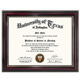 GraduationMall 8.5x11 Certificate Diploma Frame,Solid Wood & UV Protection Acrylic,Glossy Cherry Finish with Gold Trim