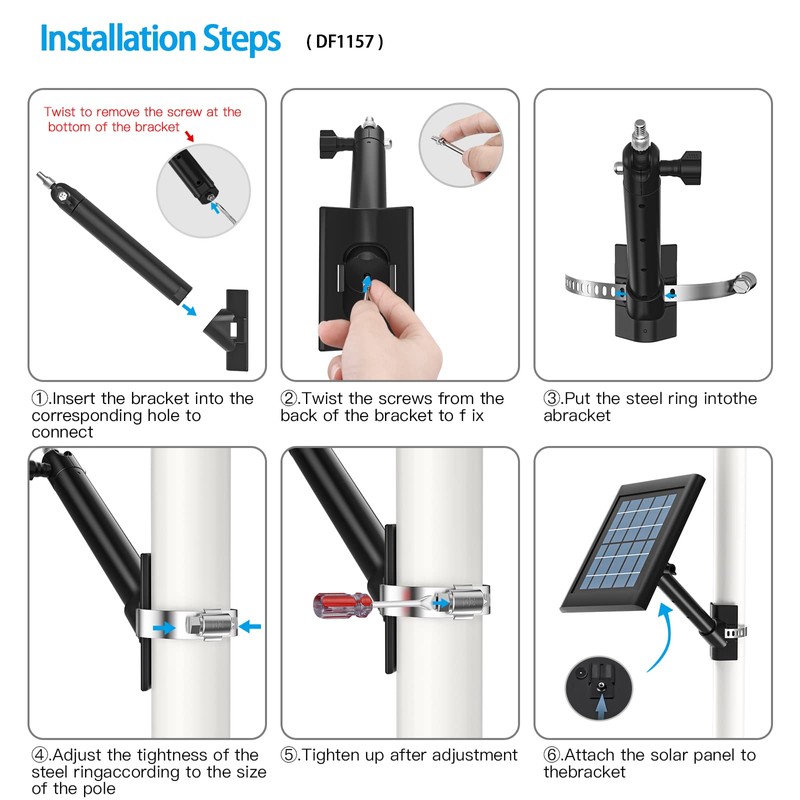 HOLACA Pole Extension Mount Bracket Compatible with R ing/Arlo/Wyze/Eufy/Wasserstein Solar