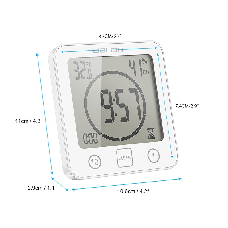 ONEVER Digital Shower Timer With Waterproof Touch Screen, Temperature and