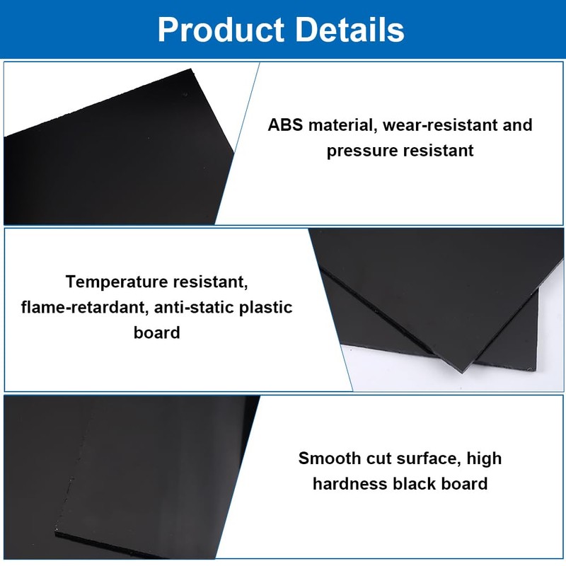 2 x 30 x 20cm 3mm Black ABS Plastic Sheets