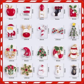Kingsie Christmas Nail Parts, 20 Pieces Cute Metal Parts, 3D Jewelry Parts, Santa Christmas Tree Snow Nail Art Decoration Decoration Parts Charms Kite Nail Decoration