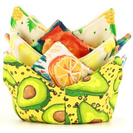 ROGITU Cotton Microwavable Bowl Cozy, Microwave Bowl Holders, Bowl Snuggies, Microwave-Safe Hot Bowl Holders, Soup Bowl Cozy Bowl Hot Pads Hot Heat Proof Plate Holder Pot Holders for Bowls (U)