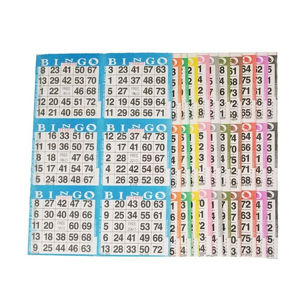American Games Bingo Paper Game Cards – 6 Card – 10 Bingo Sheets – 100 Books – 10 Colors, Made in USA