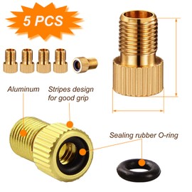 VANSIHO Bike Brass Presta Valve Adapter, Converts Presta to Schrader Inflate Tire Using Standard Bicycle Pump or Air Compressor (5 Pack)