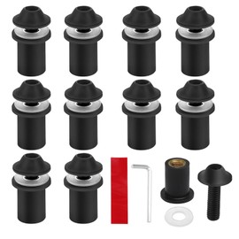 KQDRAVINE Screws Black Set for Motorcycle Windshield, 10 Pieces M5 x 16 mm Aluminium Mounting Screws with Reflectors Red, Wind Shield Mounting, Support and Fixation