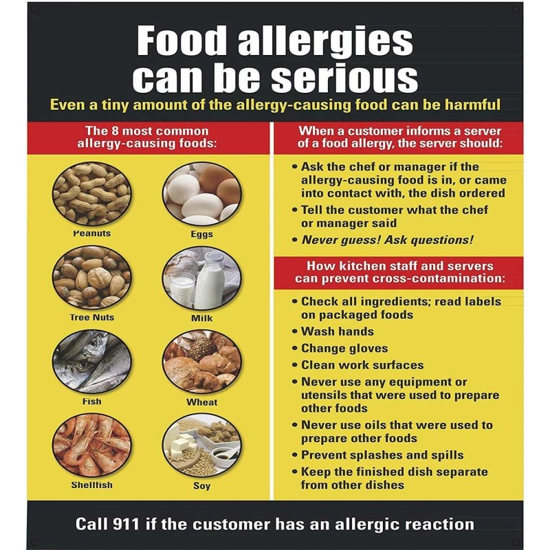 BUILDINGSIGNS.COM Food Allergies Sign (Aluminum Rust Free, Commercial USE, 14.25X15.75)-REF24-1027