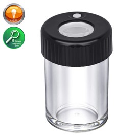 Hand Spice Herb Jar Light-Up LED Transparent Glass Air Tight Storage Jars 8x Magnifying Viewing Jar Easy Storage and Carrying for Kitchen & Household Storage of Dry Goods (Black)