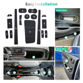 GAFAT Compatible with Fiat Panda City Cross/Hybrid 2021-2024 2025 Non-Slip Mats, Panda Cross 2023 Rubber Mats, Centre Console Mats, Door Seam Mats [Not for 4X4] (Black)