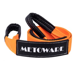 METOWARE Tree Saver Tow Strap 3'' × 8ft Recovery Strap, Heavy Duty Tow Straps with 35,000 lb Capacity, Triple Reinforced Loop Straps, Emergency Off Road Towing Rope, Extreme Water-Resistant (Orange)