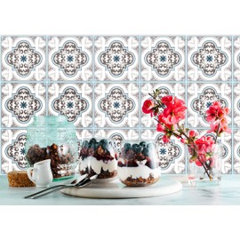 THE NISHA 24 PC Pack (4 X 4) Thin Art Eclectic Peel and Stick Wall Sticky Backsplash Vinyl Waterproof Removable Tile Sticker Decals for Bathroom & Kitchen, 4x4 Inch, Toscana 1253