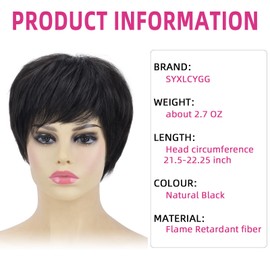 SYXLCYGG Short Black Wig Old Lady Wigs Ladies Synthetic Older White Womens Hair Wigs Fluffy Full Free Wig Cap