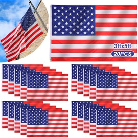 Tradder 20 Pieces 3x5 ft American US Flag Bulk, Waterproof USA Polyester Flag with Metal Grommets, Double Stitched and Fade Proof for Indoor and Outdoor, Independence Day Memorial Day and Labor Day
