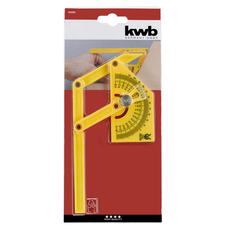 kwb Angle Gauge (Plastic, 155 mm Long), Yellow, Two Arm