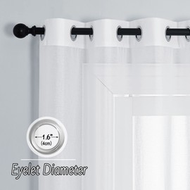 Pony Dance Living Room Curtains, Modern, Set of 2 Extra-Long Curtains for Living Room and Balcony Door, Decorative Curtains, Eyelet Curtain, White, Transparent, H 280 x W 140 cm