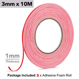 Briartw Double Sided Adhesive Foam Roll 1mm Thickness,3mm Width,164 Ft,5 Rolls Stciky 3D Foam Tape for Shaker Cards Photos Cardstock Planner Pages Home Decor Card Making