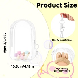 Doll Case, 3 Piece Set Doll Protective Case for Plush Toy Storage, Includes Bag, Pom Pom, Keychain, Durable Doll Case for Display and Protection, Ideal for Girls and Boys, Compact and Easy to Carry