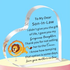 WTOPP Son-In-Law Gifts - Funny Acrylic Plaque for Son-in-Law Birthday, Christmas, Wedding & Groom Gifts