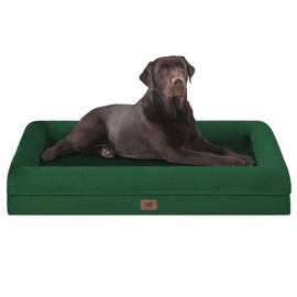 Orthopedic Washable Large Dog Bed: Jumbo Dog Bed Bolster Waterproof - XXXL Big Dog Beds for Extra Large Dogs with Removable Cover - Emerald