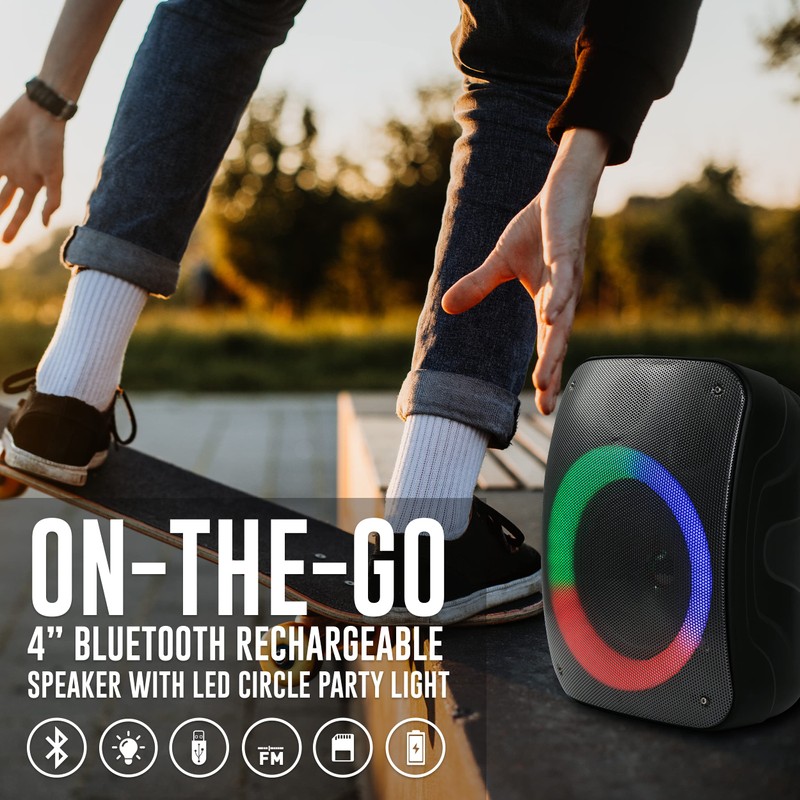 QFX PBX-126 TWS Bluetooth Rechargeable Portable 10-Watt Speaker with a