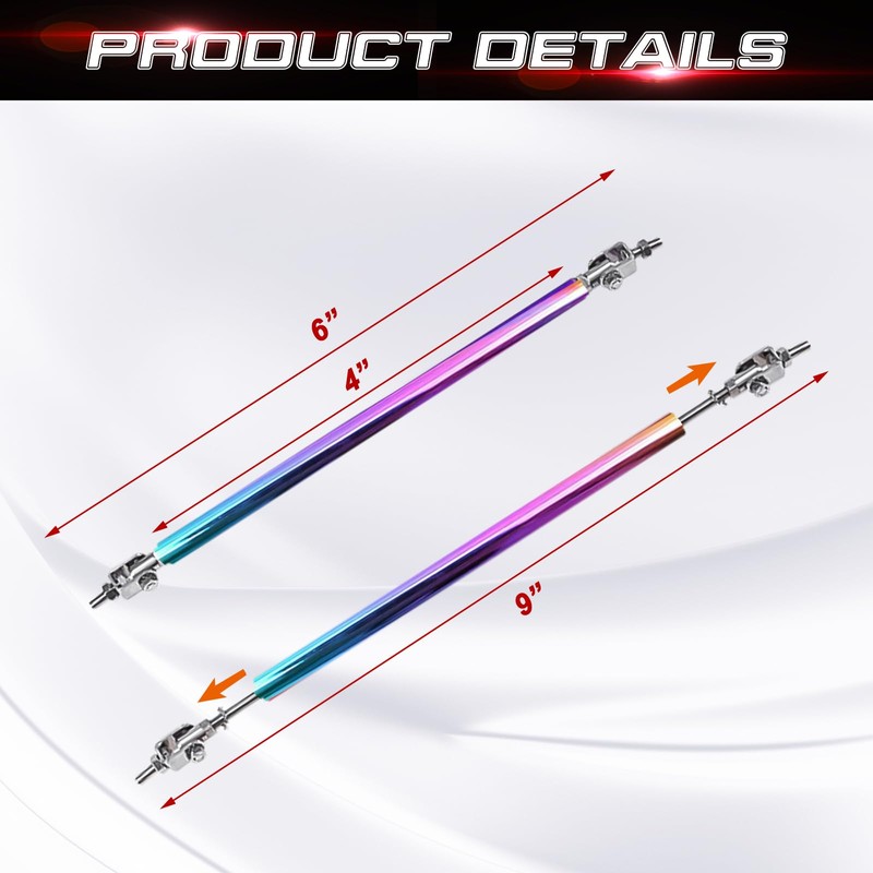 Xotic Tech 2pc Adjustable 6"-9" Front Bumper Lip Splitter Diffuser