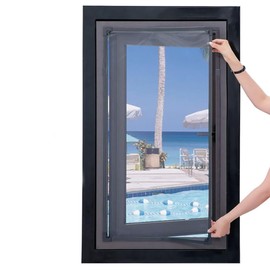 Magnetic Window Screen, 0.6 * 1.0m/1.9 * 3.3ft Polyester Screen Mesh Fine Fly Bug Mosquito Net for Prevents Insects Flies Mosquitoes