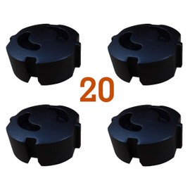 Socket Fuse, Child Lock, Socket Cover, Pack of 10 or 20, Made in EU (Black x 20)