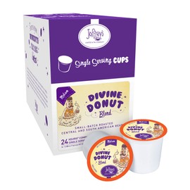 Joffrey's Coffee - Divine Donut Blend, Coffee Blend, Artisan Medium Roast, Arabica Coffee Beans, Well-Balanced Blend, Smooth Flavor & Sweet Finish, Keurig 2.0 Compatible (Single Serve Cup, 24 Count)
