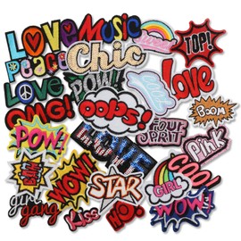 MWOOT Iron-On Patches, 26 Pieces Iron-On Patches, Sew-On Embroidered Iron-On Denim Repair Patch Kit, Patches, Iron-On Patches, Stickers, Patch for Clothes, Bags/Backpacks, Shoes, Hats