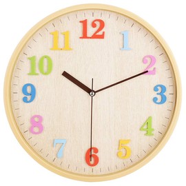 Topkey 12 Inch Silent Round Wall Clock for Children Non-Ticking Colourful Arabic Numerals Easy to Read Clock for Living Room, Bedroom, School and Nursery - Colour Numbers