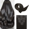 Clip in Hair Extensions Real Human Hair 20 Inch Natural