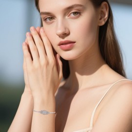 CTIEIP Irish Celtic Knot Created Sideways Bangle Irish Bracelet Sterling Silver Jewelry for Women