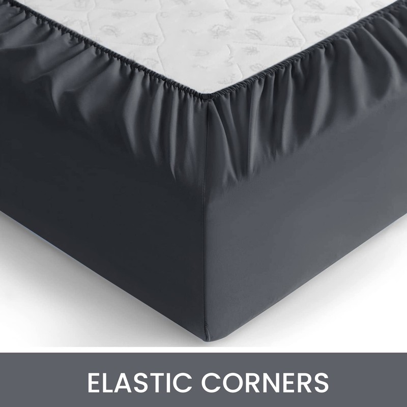 Hafaa Super King Fitted Sheet – Charcoal/Dark Grey Soft Brushed