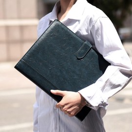 Wason A4 Writing Case, Document Folder, Leather PU Portfolio with Clipboard, Notepad, Form Holder for Interview Planner, Conference, Lectures, Organisers (Dark Blue)