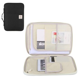 A4 Document Bag, Multifunctional File Folder Portfolio Organiser Waterproof Travel Business with Zip Case for Notebooks Pens