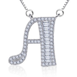 B.Catcher Women's Necklaces Cubic Zirconia Jewelry Initial Pendant 925 Sterling Silver Alphabet Necklace, Cubic Zirconia, Cubic Zirconia