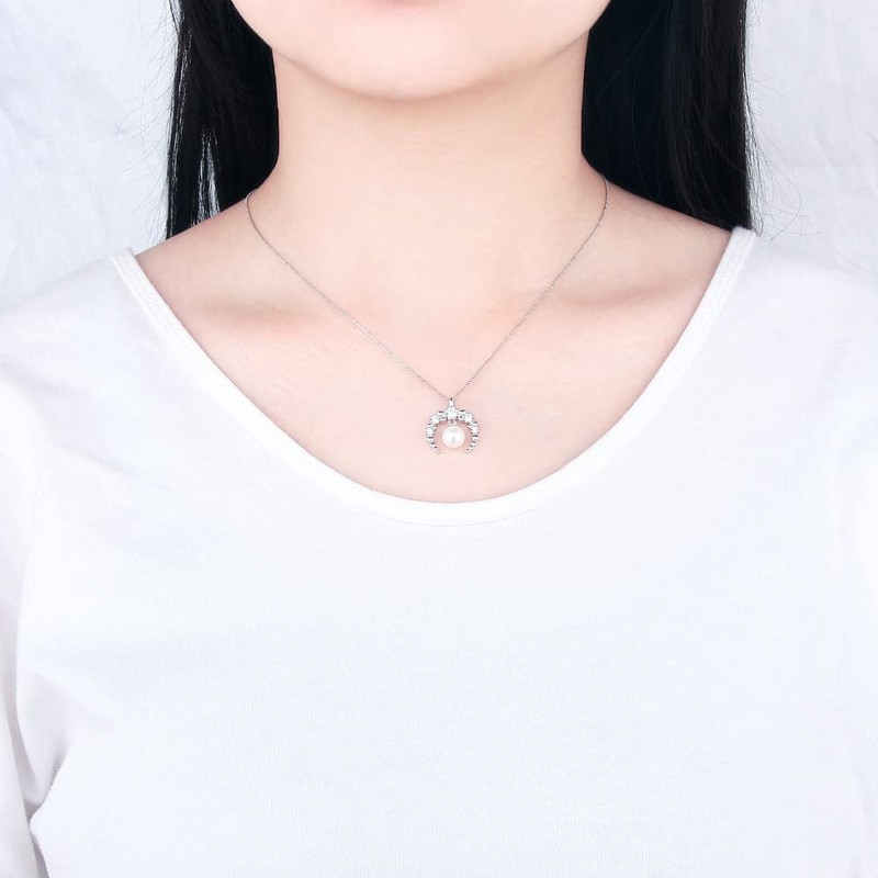 LGSY Moon CZ Bail Pendants for Pearl Jewelry Making Sterling