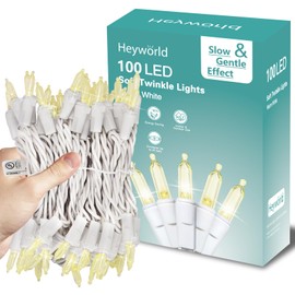 Heyworld Soft Twinkling Christmas Lights Mini String Lights Random Twinkle Lights on White Wire Cord, 100 of 100 Lights Twinkle, UL Approved for Indoor Outdoor Decoration (1, 100 led)