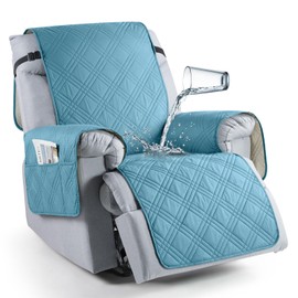 TAOCOCO Waterproof Recliner Chair Cover for Large Recliner, Oversized Recliner Covers for Recliner Chair with Pocket, Recliner Slipcover Furniture Protector for Kids Pets(Oversized Recliner, Sky Blue)