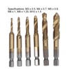 6Pcs Combination Drill Tap Bit 1/4in Hex Shank Spiral Tapping