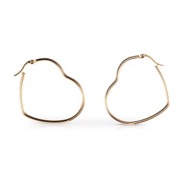 Zavana Heart Hoop Earrings for Women and Teen Girls, Large Gold Hoop Earrings for Women, Unusual Big Heart Hoops for Women in Gold Plated, Jewellery Gifts for Women with Jewellery Pouch
