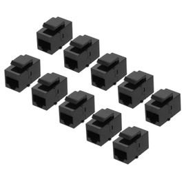 sourcing map 10 Pack Cat 6 Ethernet Coupler, RJ45 Cat6 Coupler Jacks Female to Female Ethernet Adapter, Black, 14x16x27mm