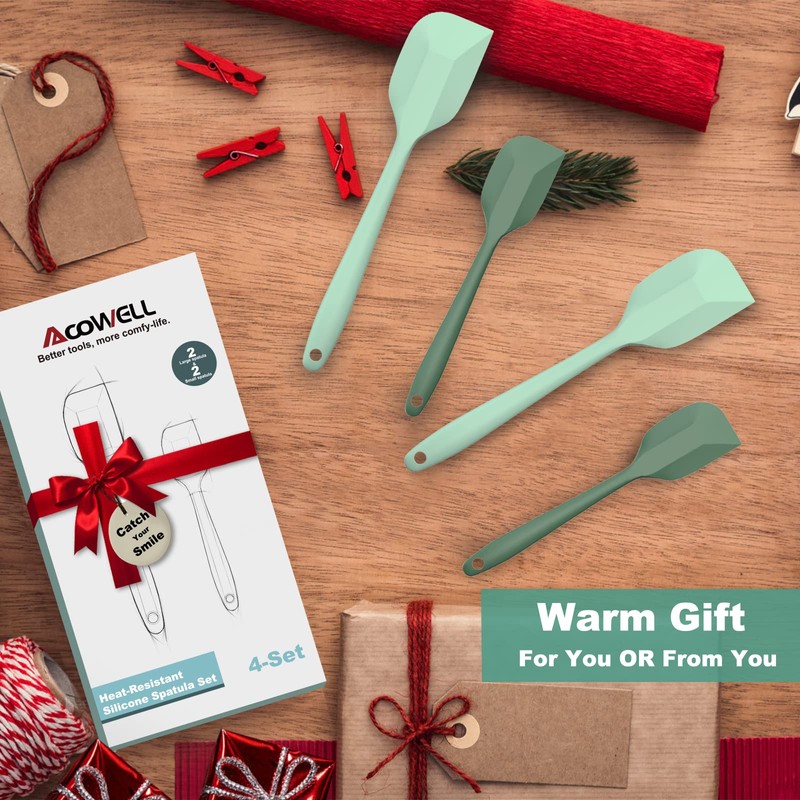 Silicone Spatula Set, Premium Spatulas Silicone Heat Resistant 2 Small